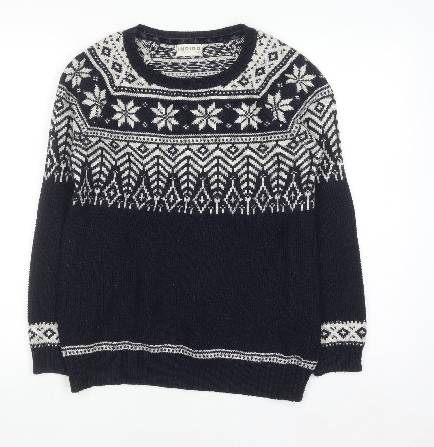 Marks and Spencer Women’s Blue Fair Isle Knit Jumper Size 8