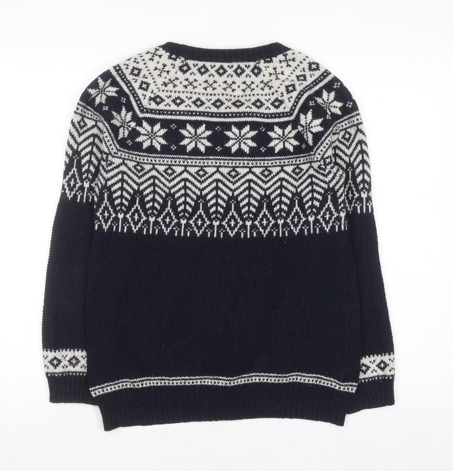 Marks and Spencer Women’s Blue Fair Isle Knit Jumper Size 8