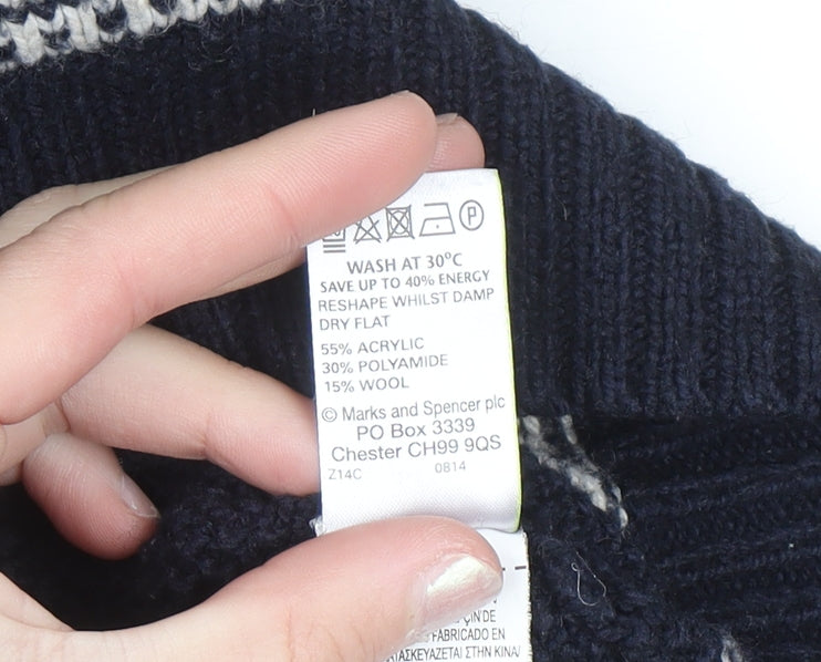 Marks and Spencer Women’s Blue Fair Isle Knit Jumper Size 8