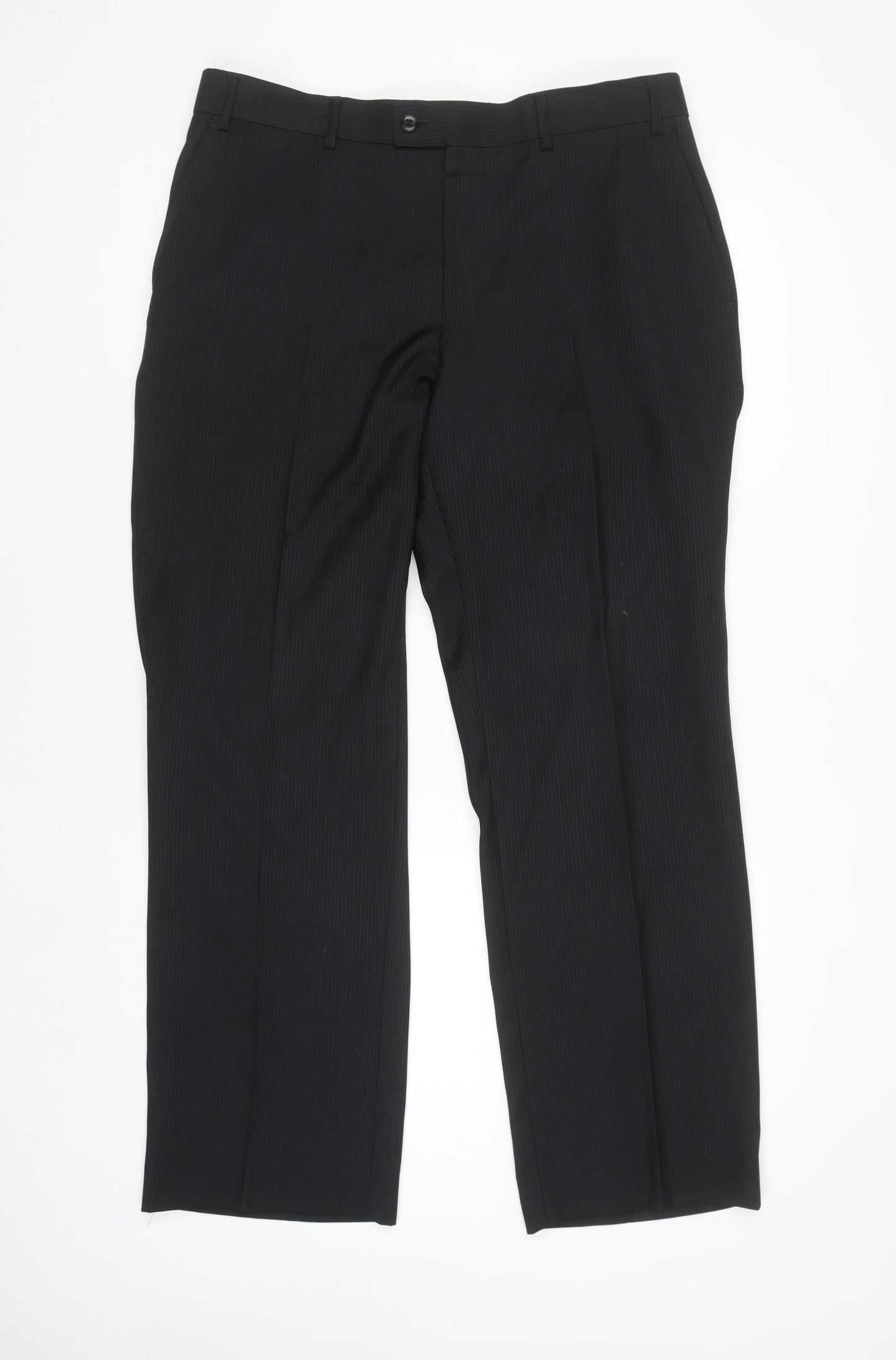 Grahame Men's Black 42R Regular Fit Formal Dress Trousers