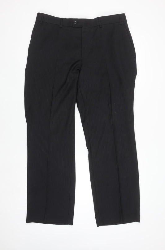 Grahame Men's Black 42R Regular Fit Formal Dress Trousers
