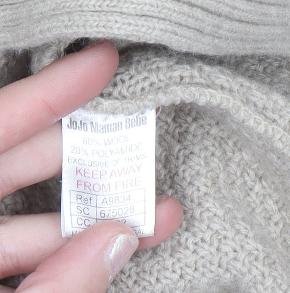 JoJo Maman Bébé Women Beige Wool Cable Short Sleeve Cardigan S