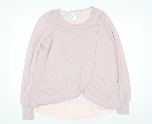 Création L Women’s Pink Wrap Long Sleeve Blouse Size 14