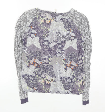 White Stuff Womens Grey Butterfly Button Cardigan Size 8 Cotton Knit