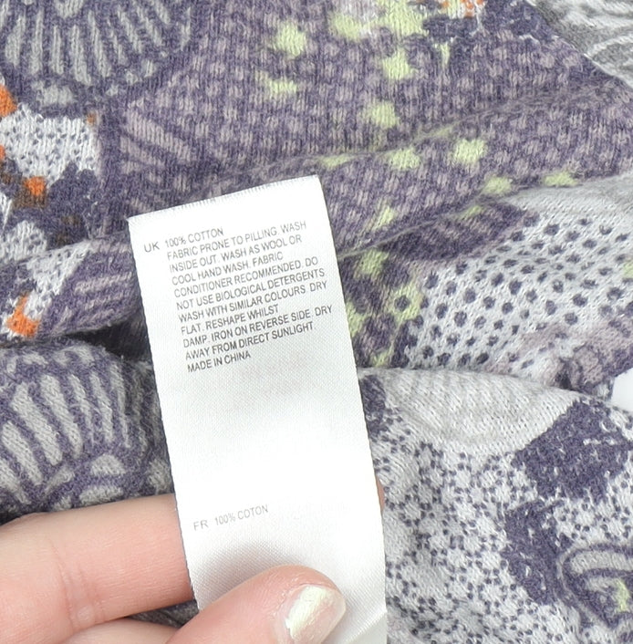White Stuff Womens Grey Butterfly Button Cardigan Size 8 Cotton Knit