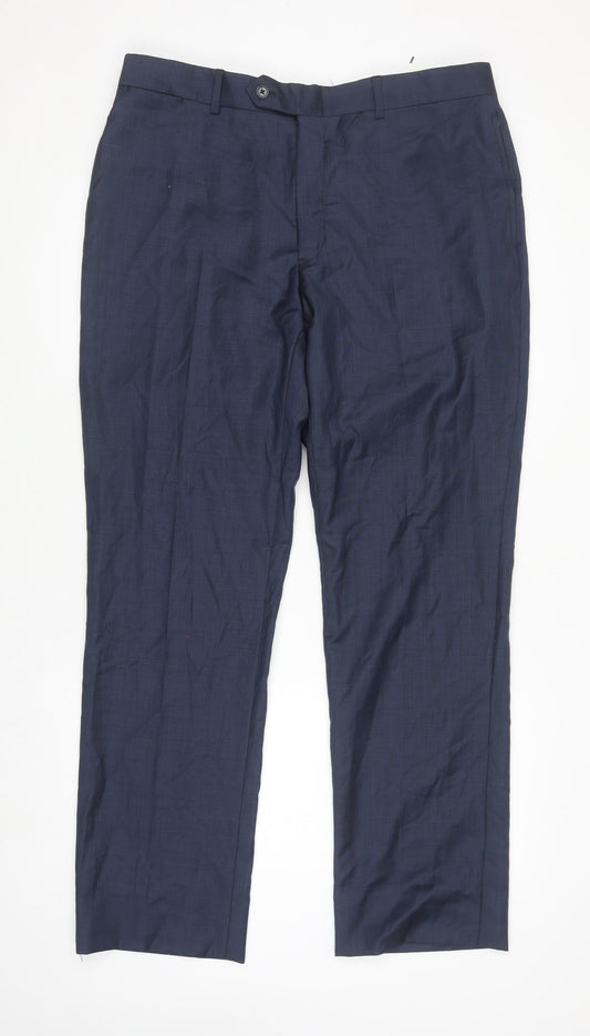 Tommy Hilfiger Men's Blue Wool Dress Pants Size 36x32 Regular Fit