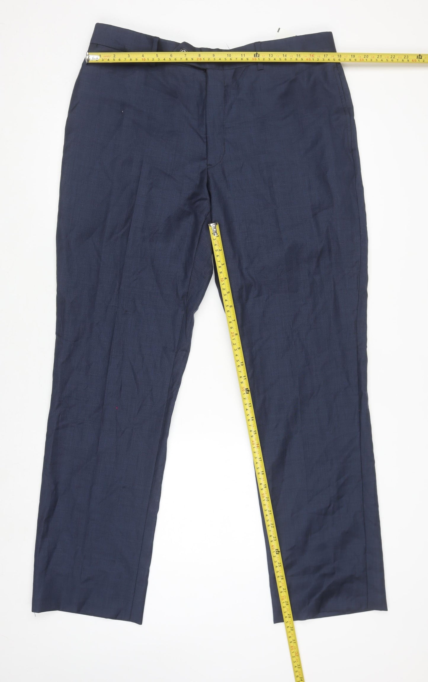 Tommy Hilfiger Men's Blue Wool Dress Pants Size 36x32 Regular Fit