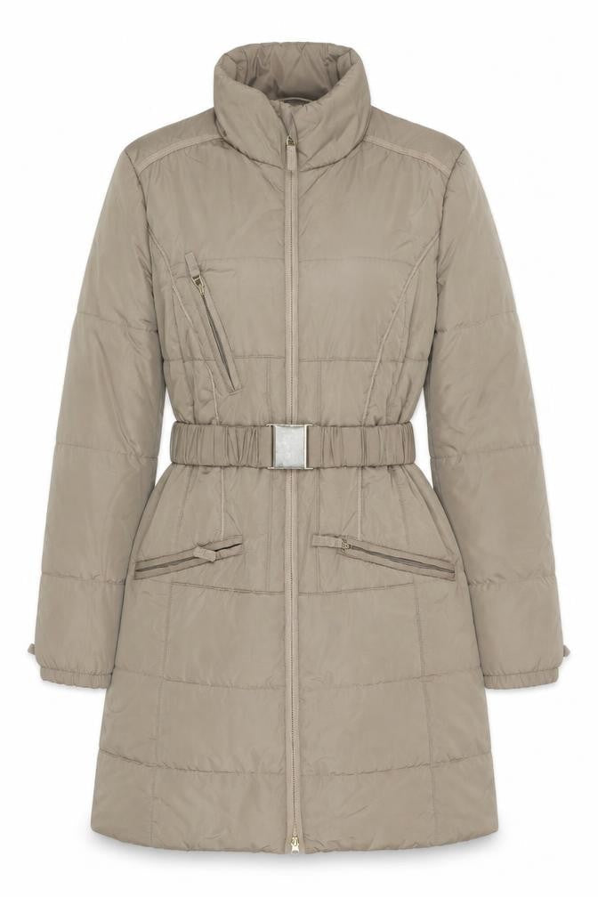 Marks & Spencer Per Una Women's Brown Long Puffer Coat M Belted Shower Resistant