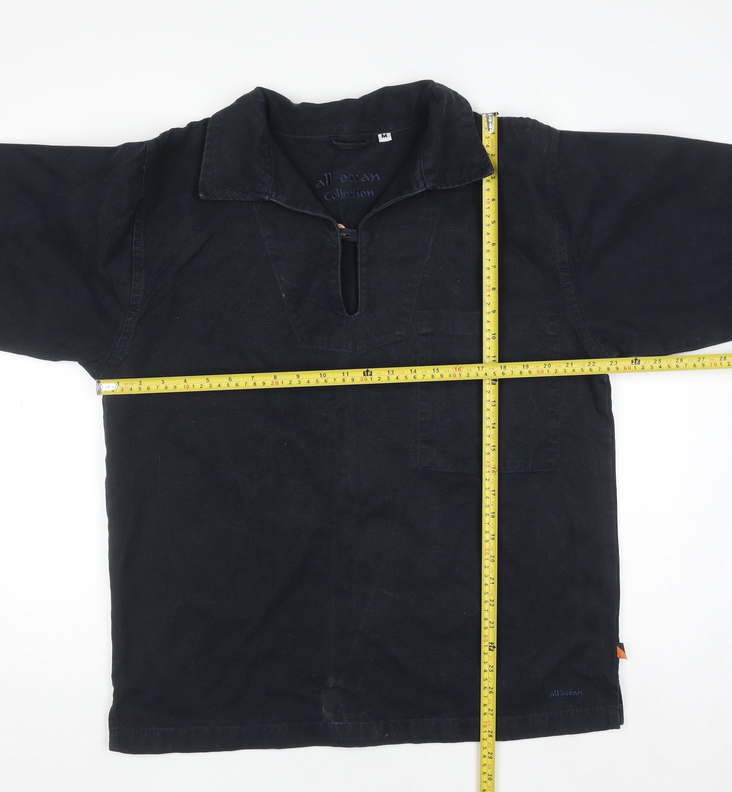 All Ocean Men's Blue Cotton Nautical Long Sleeve Shirt M