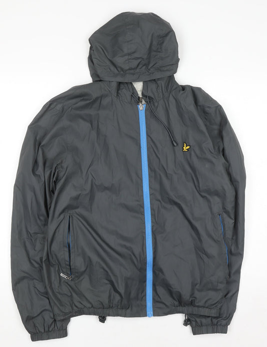 Lyle & Scott Men's Grey Hooded Windbreaker Jacket Size M