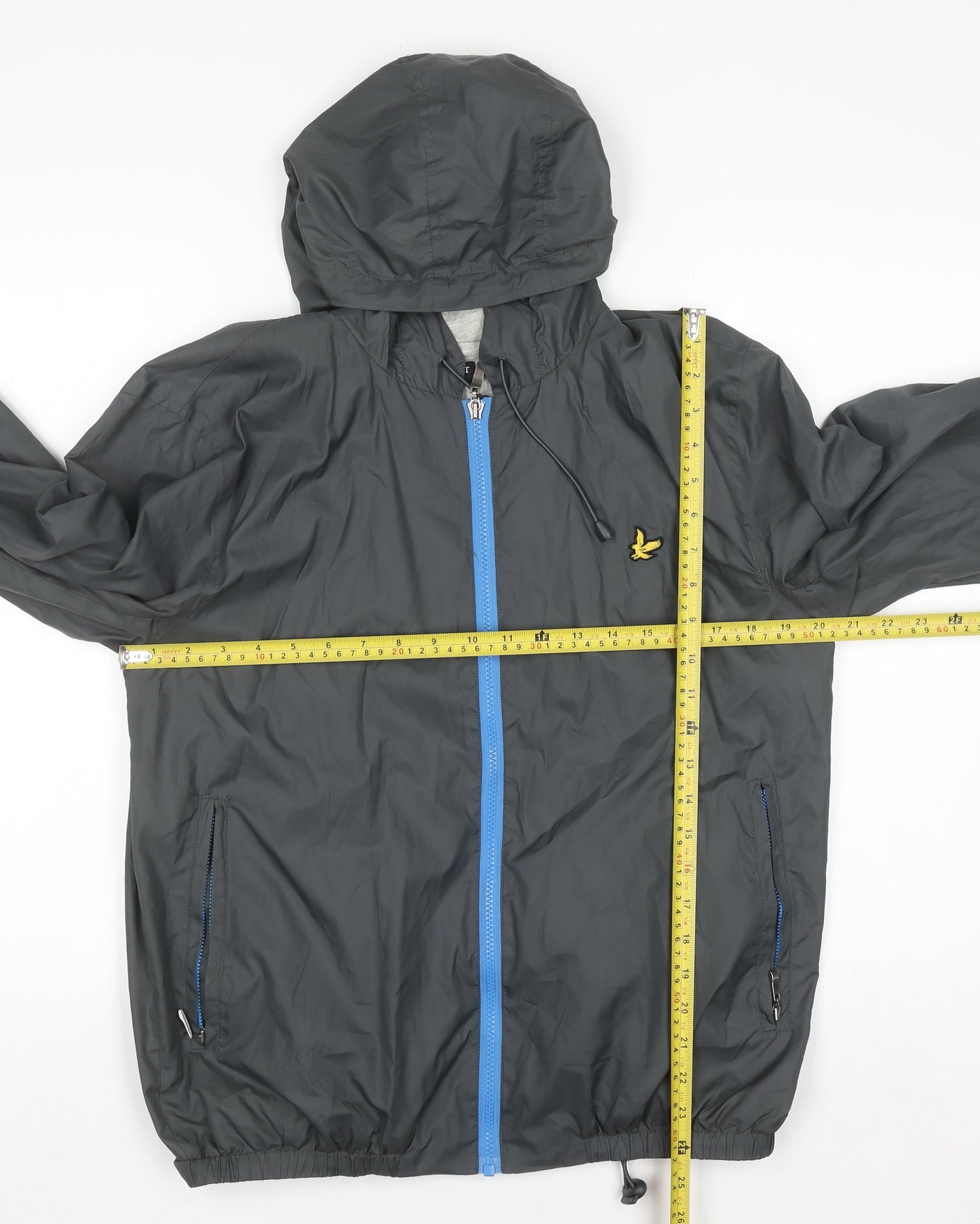 Lyle & Scott Men's Grey Hooded Windbreaker Jacket Size M