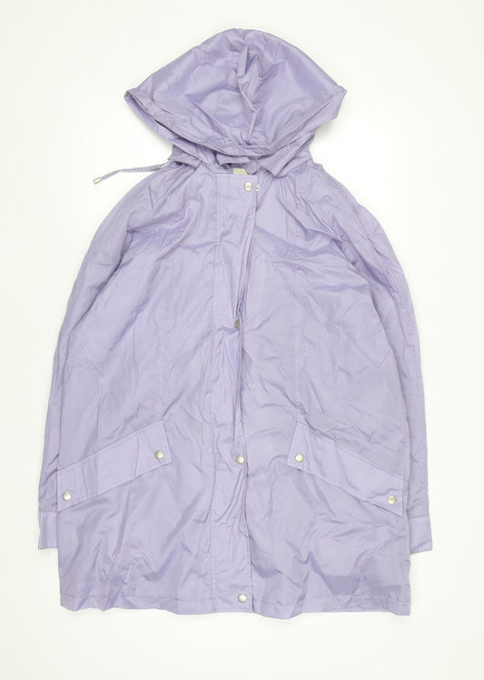 Dannimac Womens Purple Hooded Waterproof Long Rain Coat L