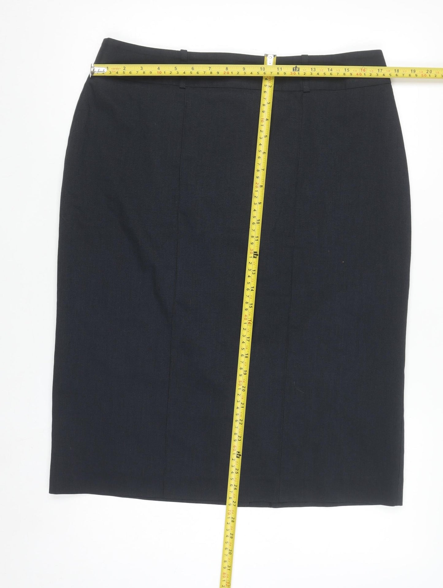 ICONA Women’s Black Knee Length Pencil Skirt Size 14 Workwear