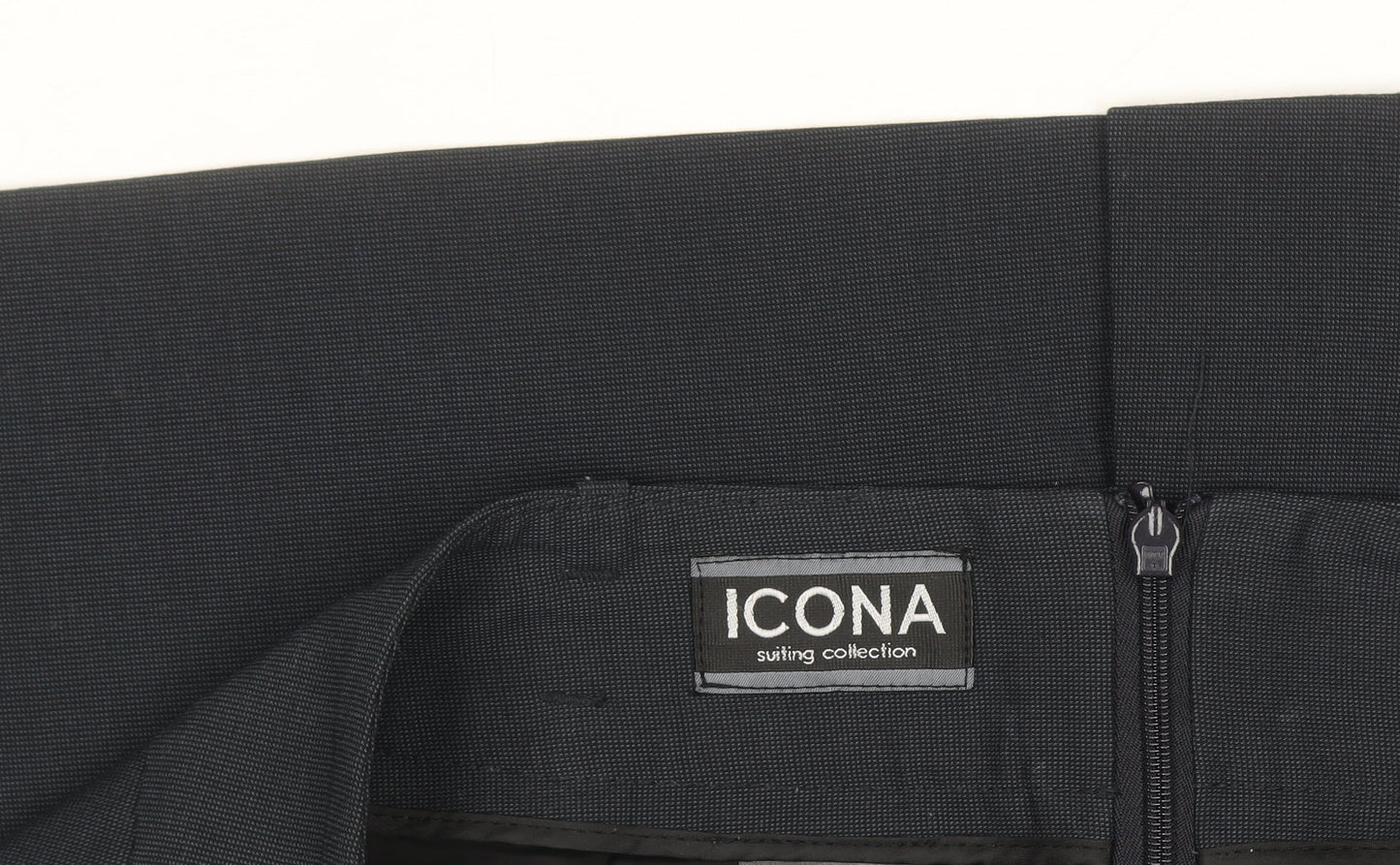 ICONA Women’s Black Knee Length Pencil Skirt Size 14 Workwear