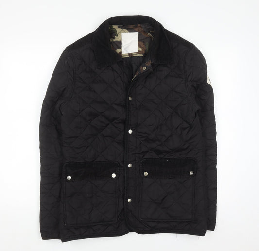 Fabric Black Quilted Mid-Length Lightweight Jacket Size S