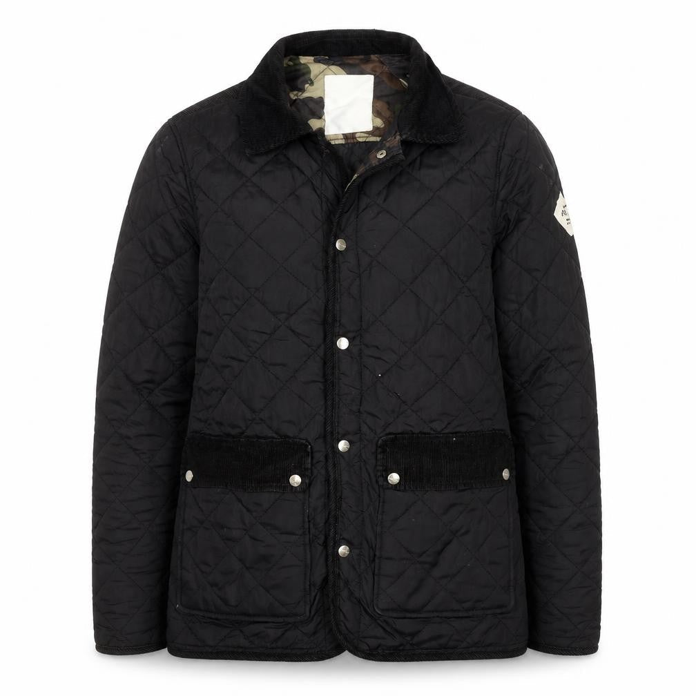 Fabric Black Quilted Mid-Length Lightweight Jacket Size S