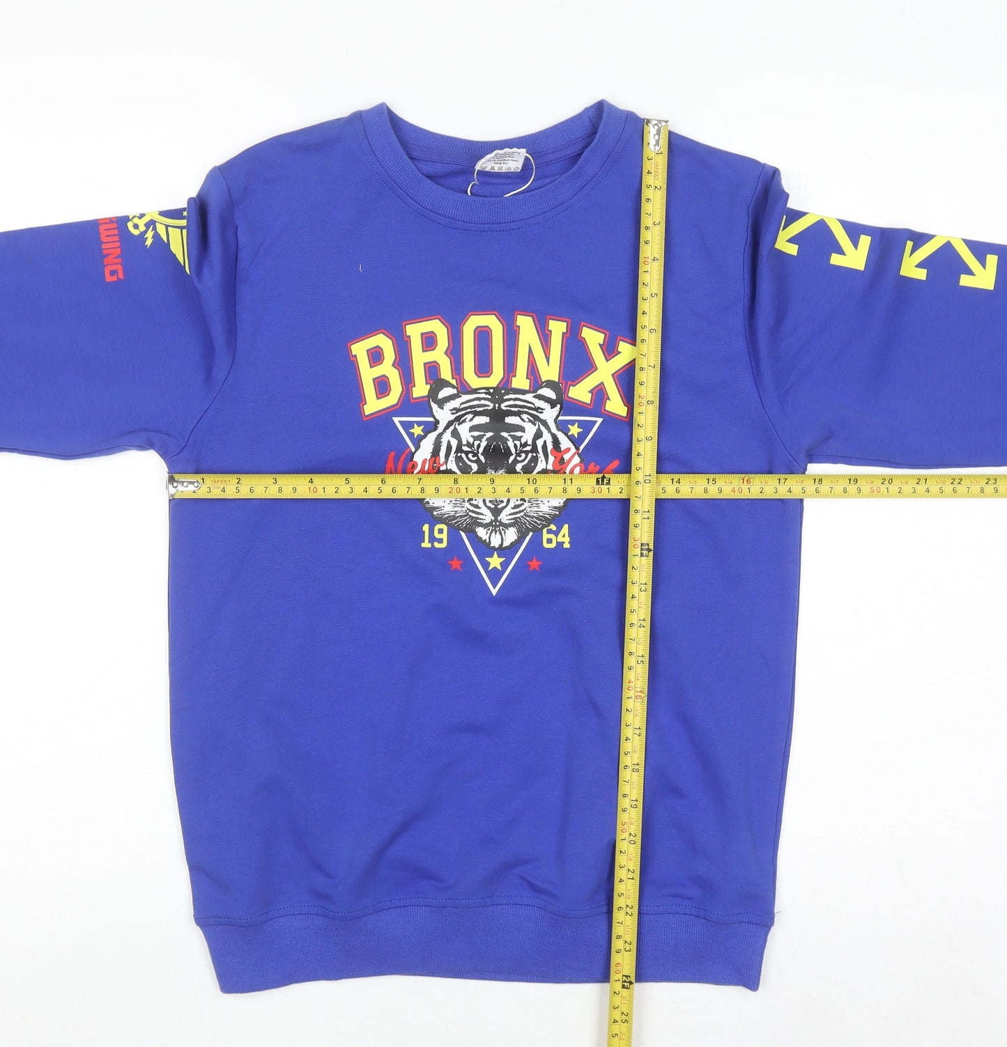 COMFISH Teens Blue Bronx Graphic Print Pullover Sweatshirt 164