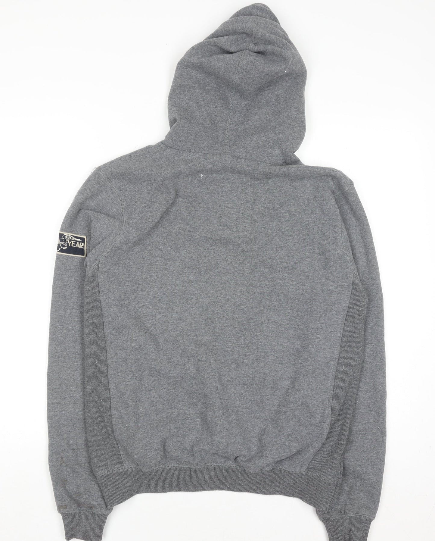 Goodyear Men's Grey Pullover Hoodie S Embroidered Graphic Fleece