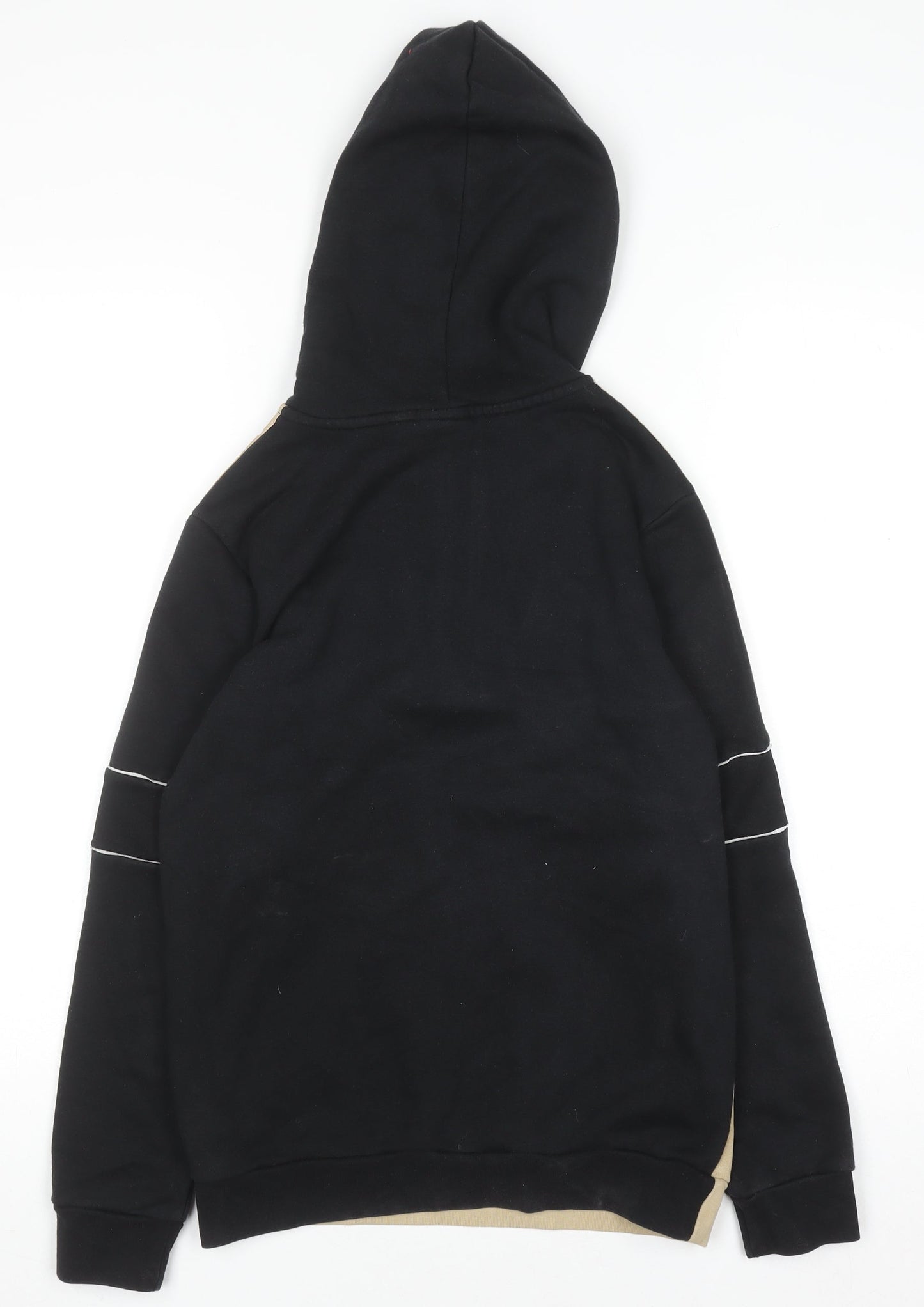 Adidas Boys Beige Black 11-12 Years Half Zip Hoodie with Pockets