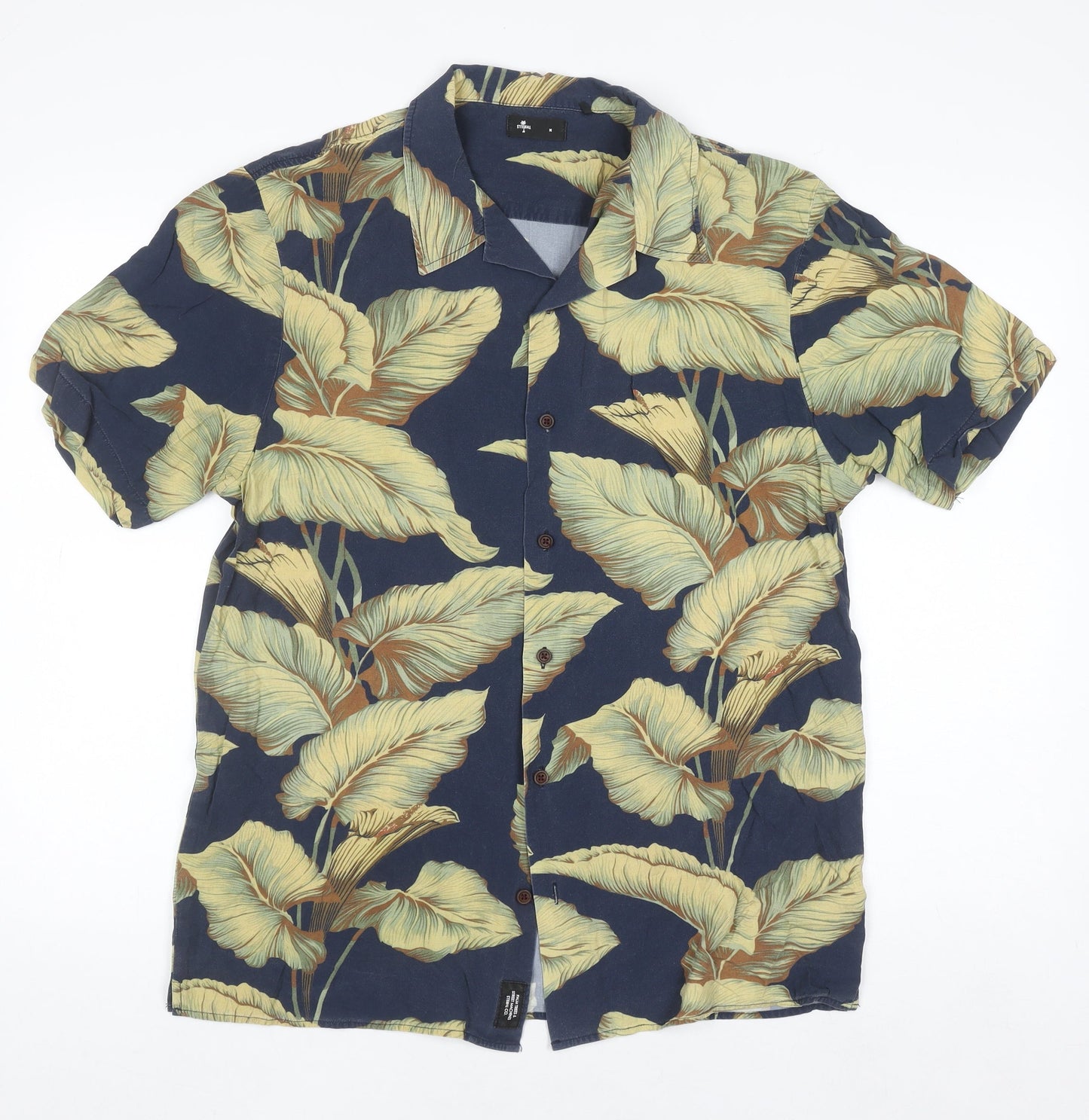 Thrills Men's Blue Hawaiian Rayon Short Sleeve Button-Up Shirt M