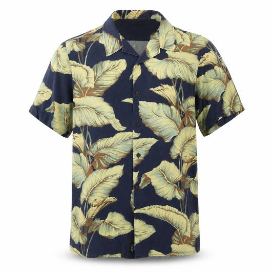 Thrills Men's Blue Hawaiian Rayon Short Sleeve Button-Up Shirt M