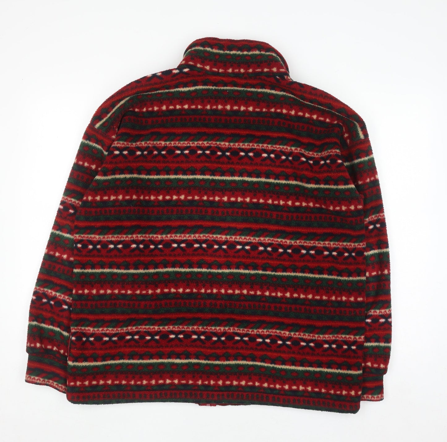Marks and Spencer Womens Red Fair Isle Full Zip Fleece Jacket UK 12