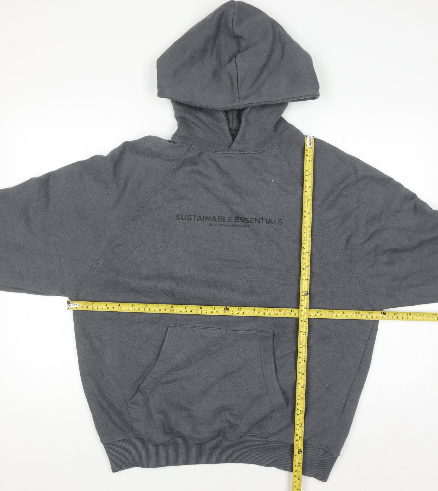 EKO Sustainable Essentials Men’s Grey Pullover Hoodie S Regular Fit