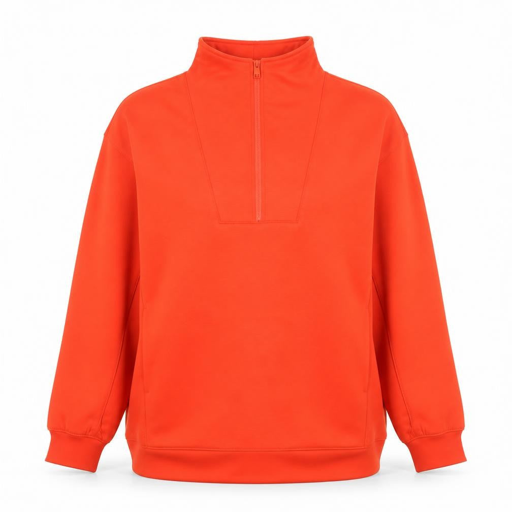Tu Woman Orange 1/2 Zip Funnel Neck Pullover Sweatshirt Size 14