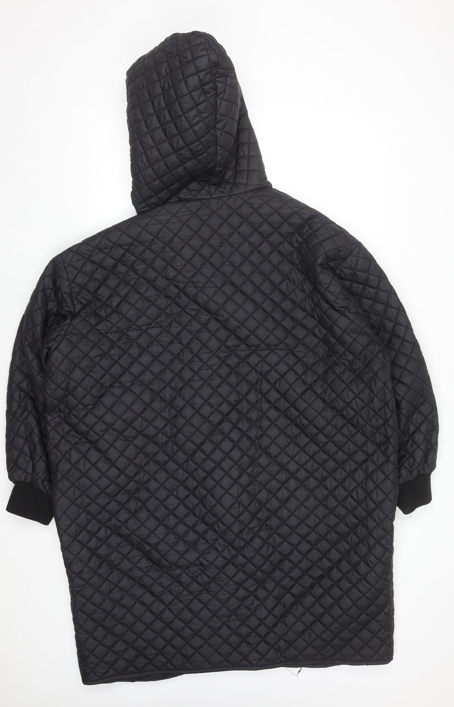 Deconstruction Women's Black Quilted Long Hooded Coat M