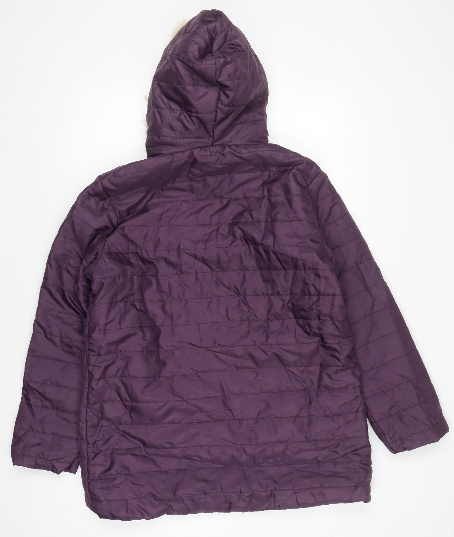 Nathalie Andersen Women's Purple Faux Fur Hooded Puffer Coat Size S