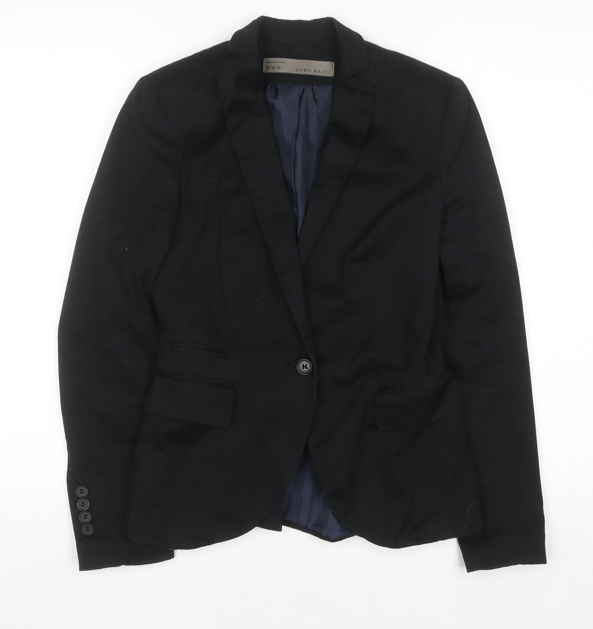 Zara Women Black XS Single-Breasted Blazer Jacket Workwear