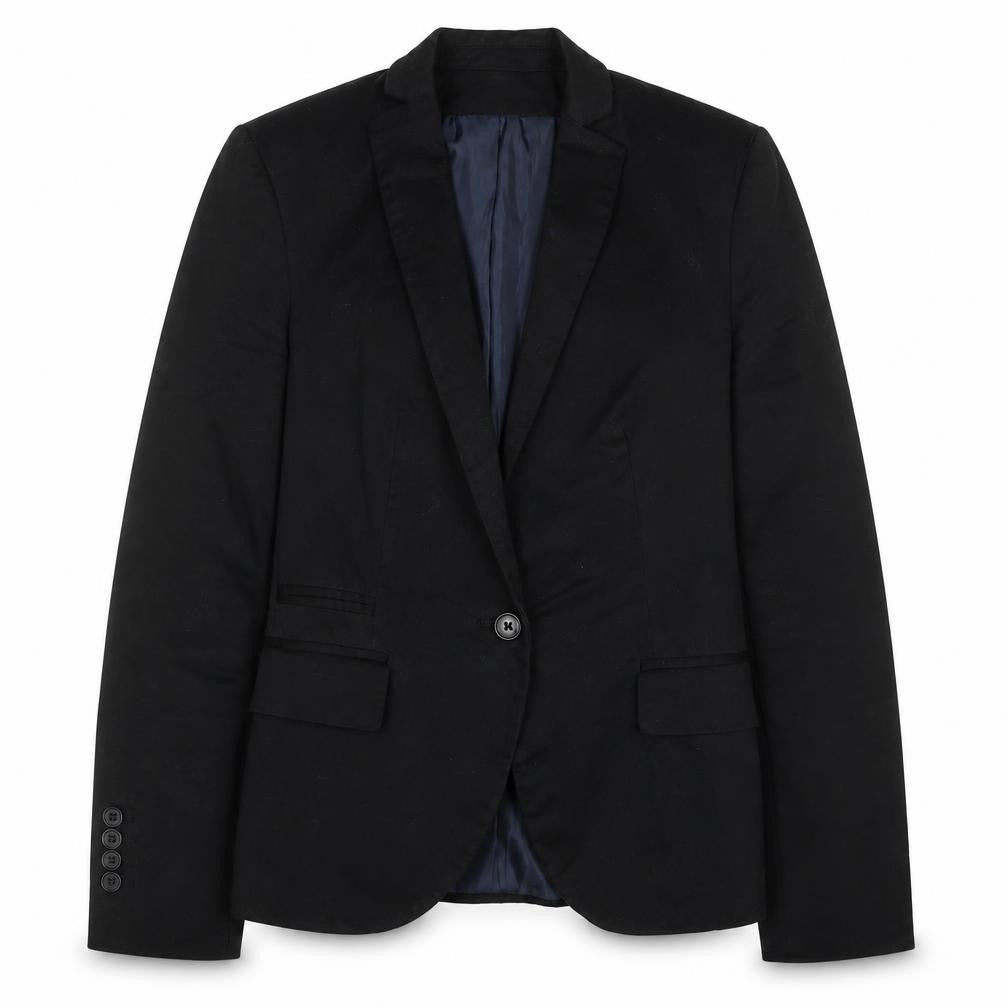 Zara Women Black XS Single-Breasted Blazer Jacket Workwear