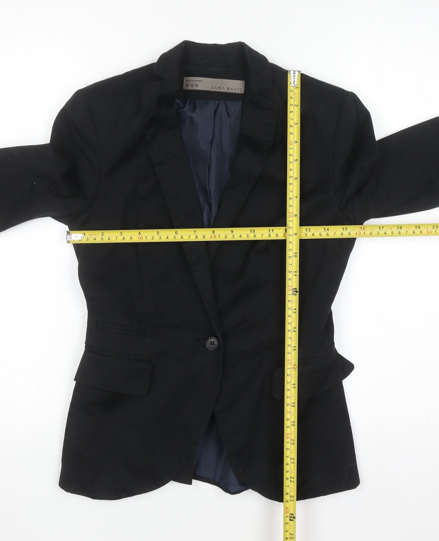 Zara Women Black XS Single-Breasted Blazer Jacket Workwear