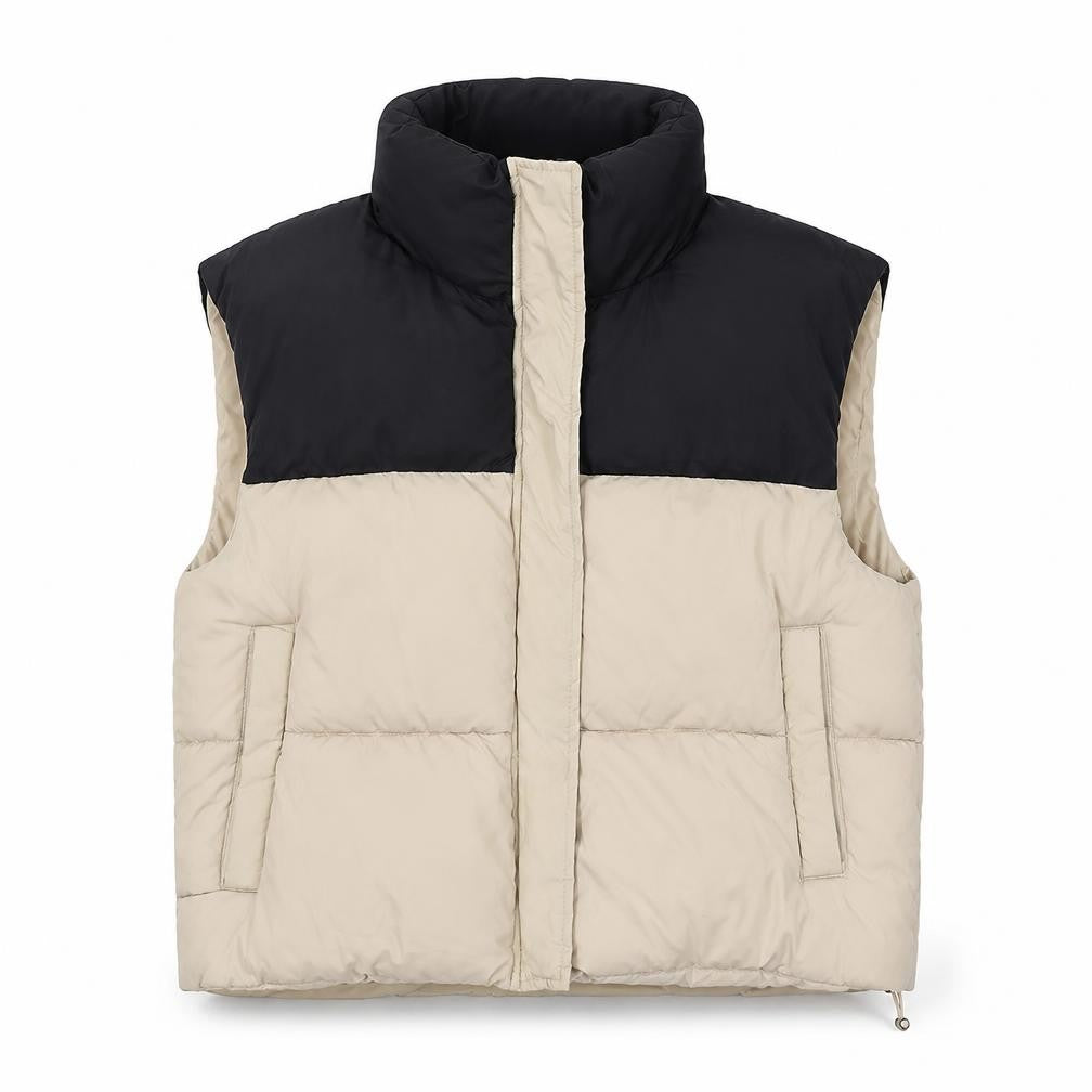 Brave Soul Womens Beige Black Puffer Waistcoat Size 12 Regular