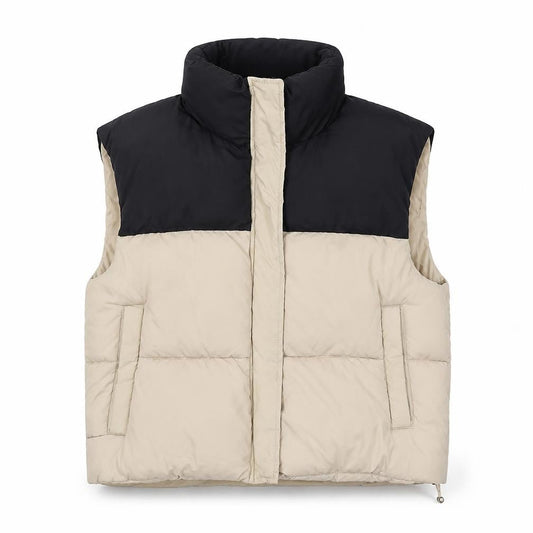 Brave Soul Womens Beige Black Puffer Waistcoat Size 12 Regular