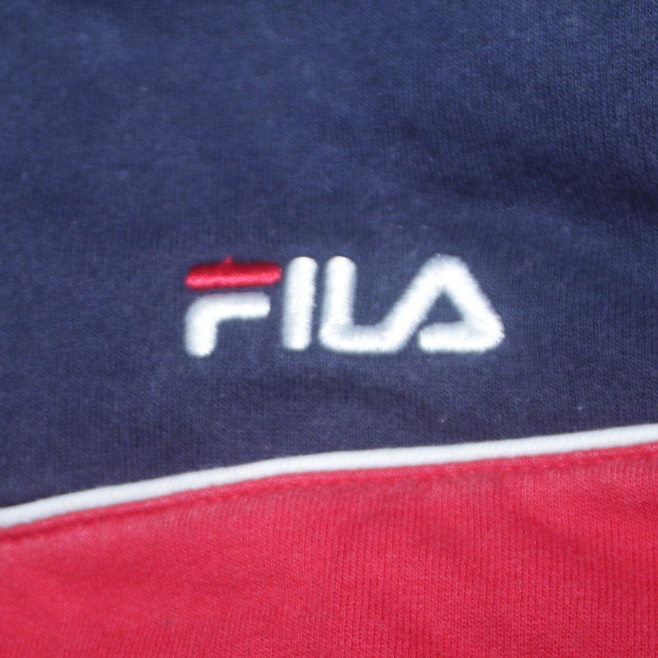 FILA Men's Blue Red 1/4 Zip Retro Sports Sweatshirt Size L