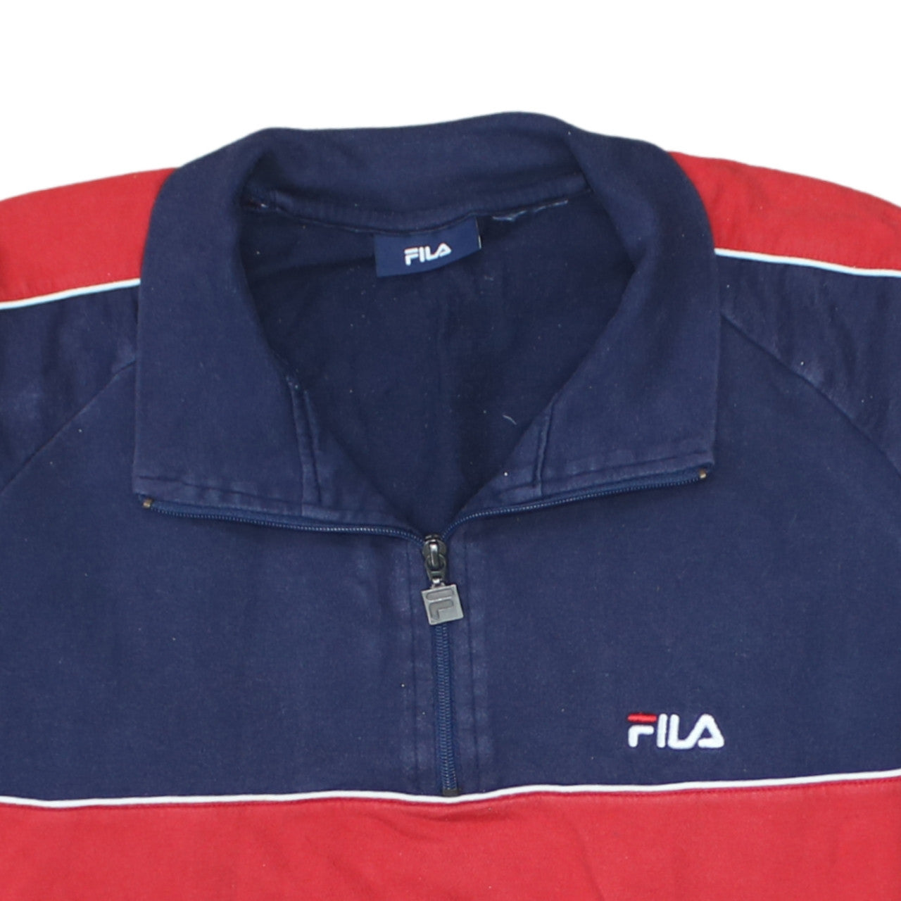 FILA Men's Blue Red 1/4 Zip Retro Sports Sweatshirt Size L