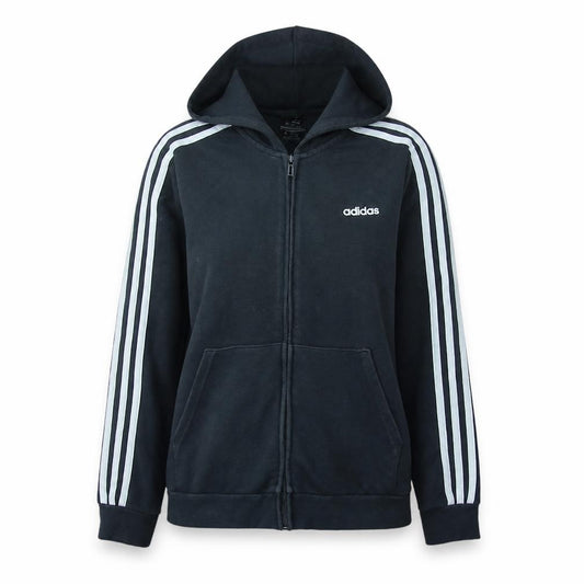 Adidas Women's Black Full Zip Hoodie L 16-18 Classic Hooded Sweatshirt