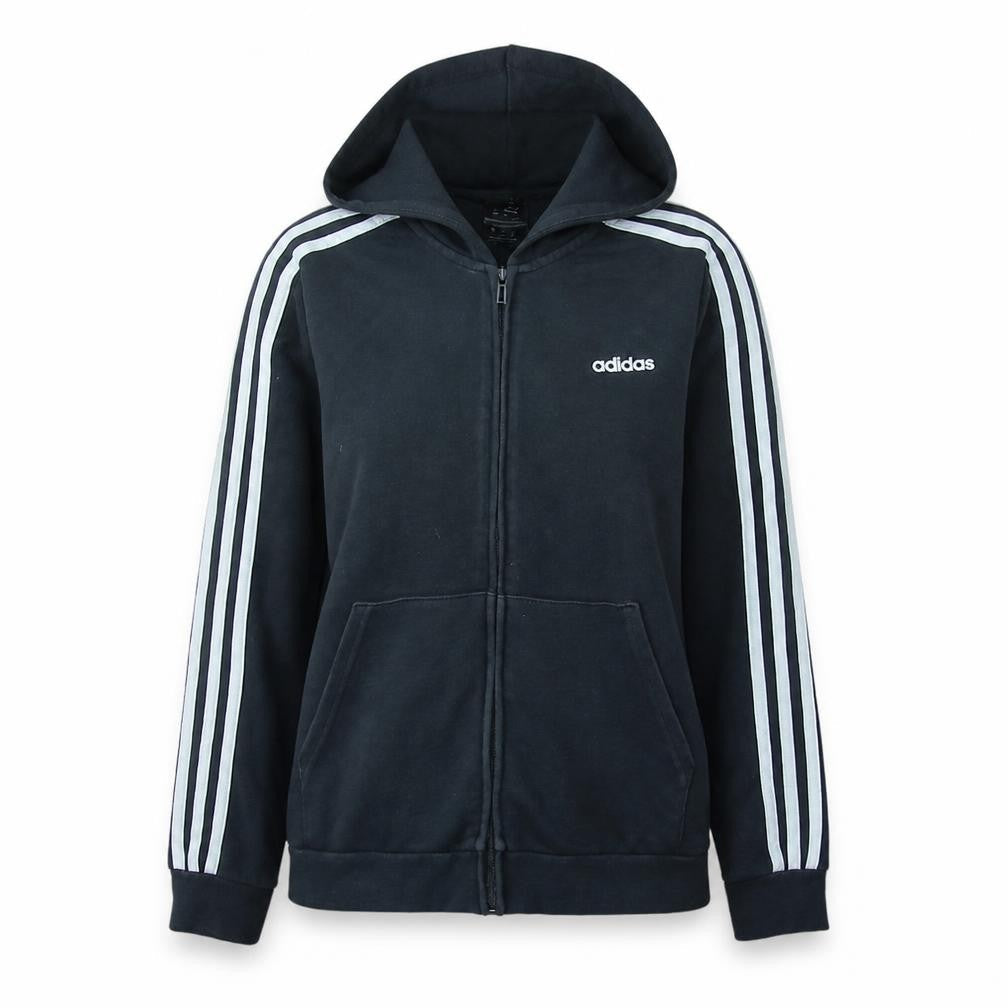 Adidas Women's Black Full Zip Hoodie L 16-18 Classic Hooded Sweatshirt