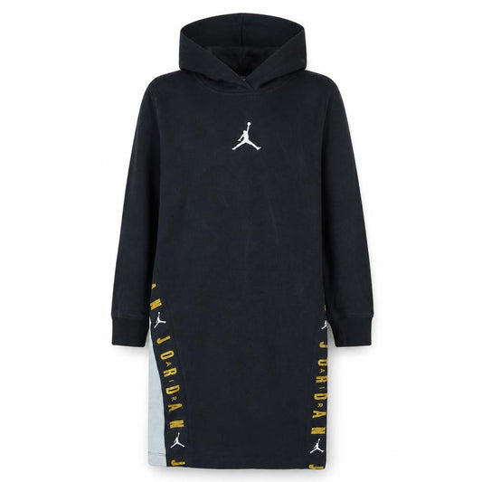 Jordan Girls Black 12-13 Years Tunic Hoodie Dress with Logo Print