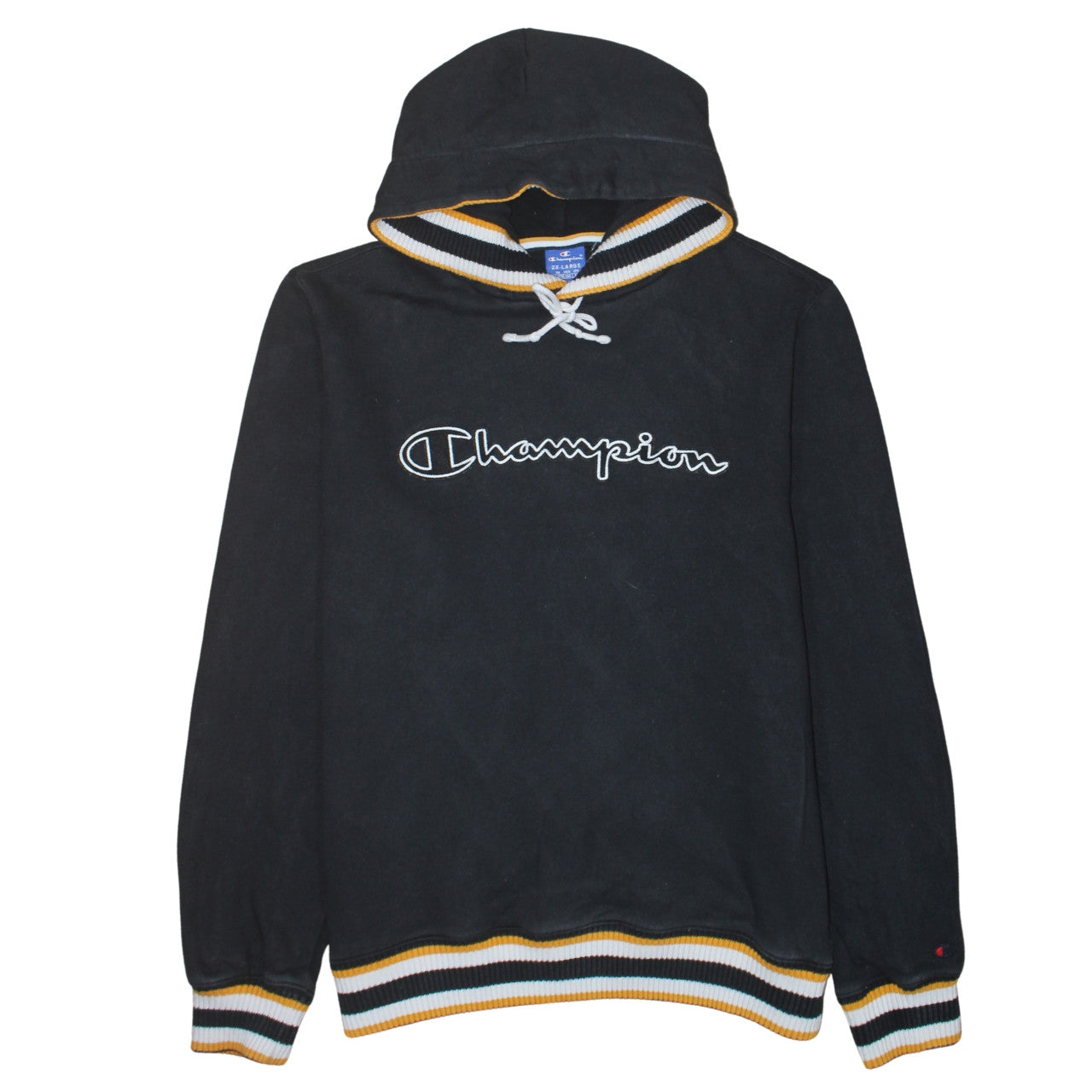 Champion Men's Black 2XL Pullover Hoodie Embroidered Logo Cotton