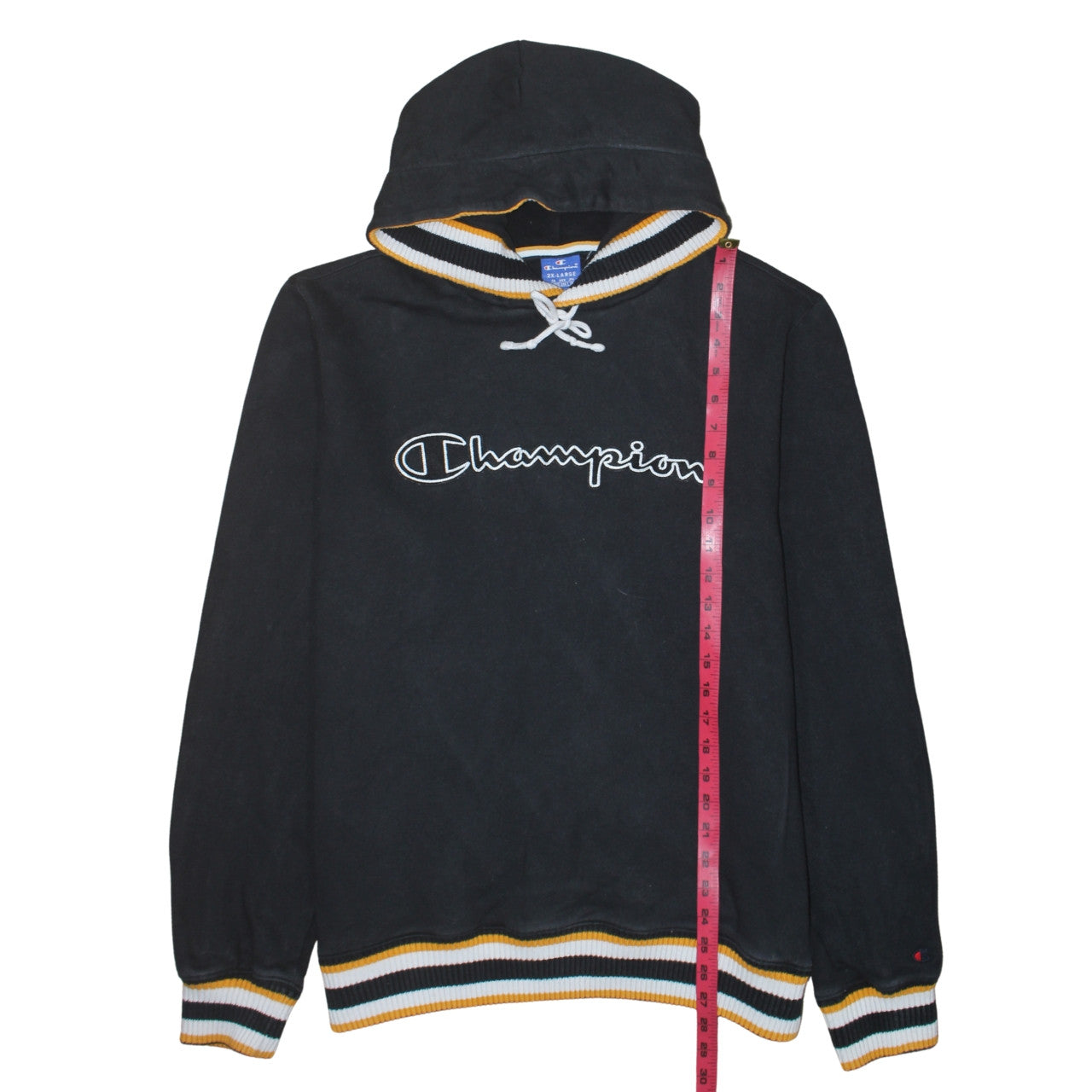 Champion Men's Black 2XL Pullover Hoodie Embroidered Logo Cotton