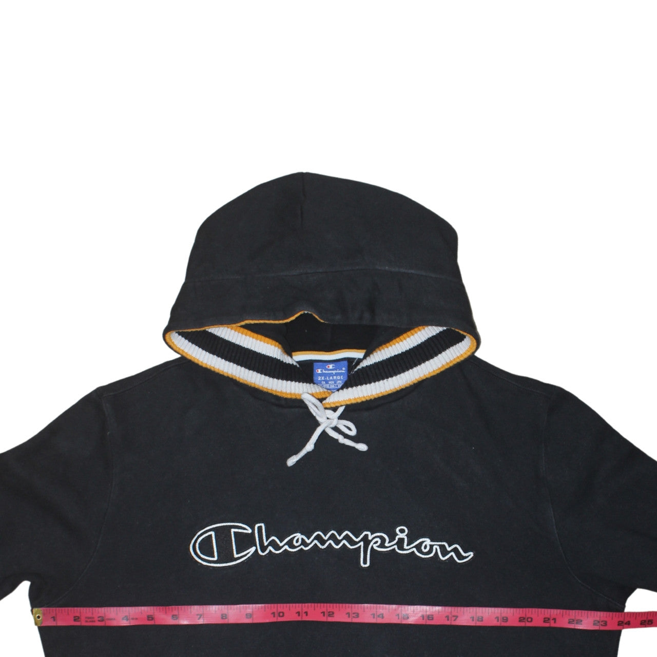 Champion Men's Black 2XL Pullover Hoodie Embroidered Logo Cotton