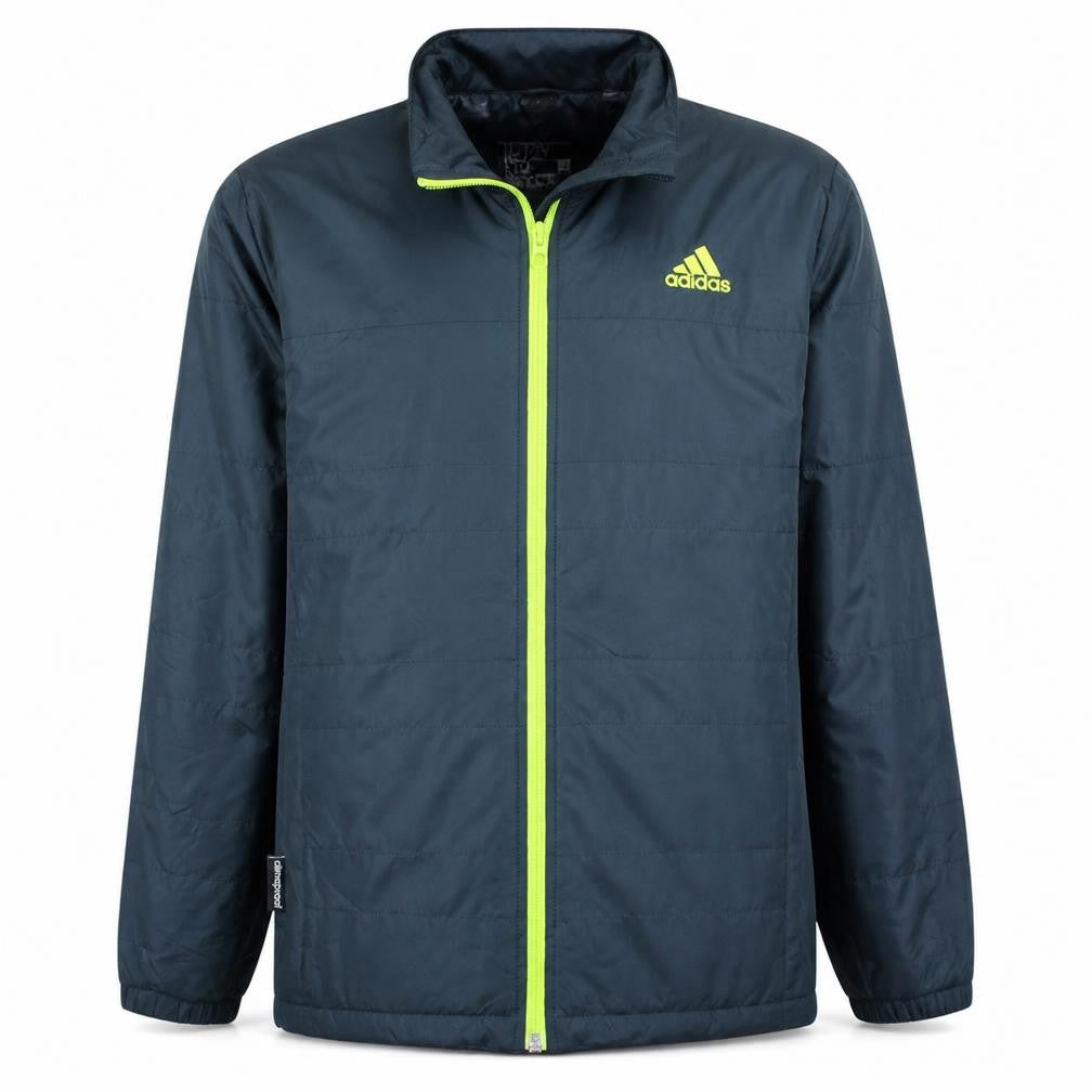 Adidas Boys Blue 11-12 Years Lightweight Puffer Jacket with Neon Zip