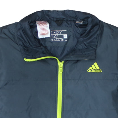 Additional view of Adidas boys’ blue 11-12 years lightweight puffer jacket with neon zip