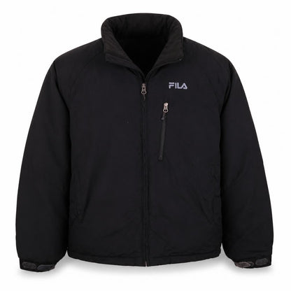 Front view of Fila Men's Black XS Ski Winter Softshell Puffer Jacket