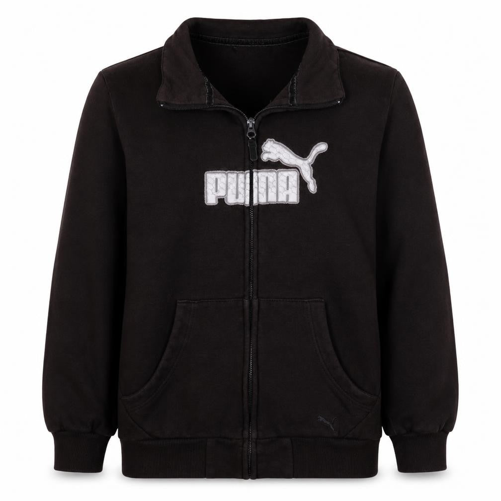 Puma Womens Black Full Zip Hoodie Sweatshirt UK 14 L Logo Cotton Blend
