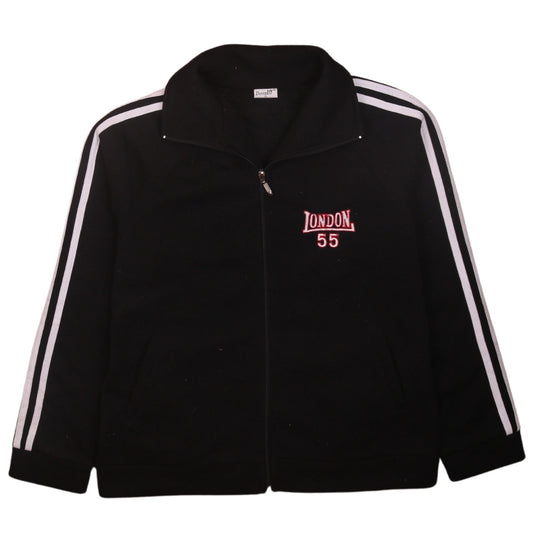 Donna10 Womens Black Full Zip Sweatshirt XL London 55 Embroidered Top