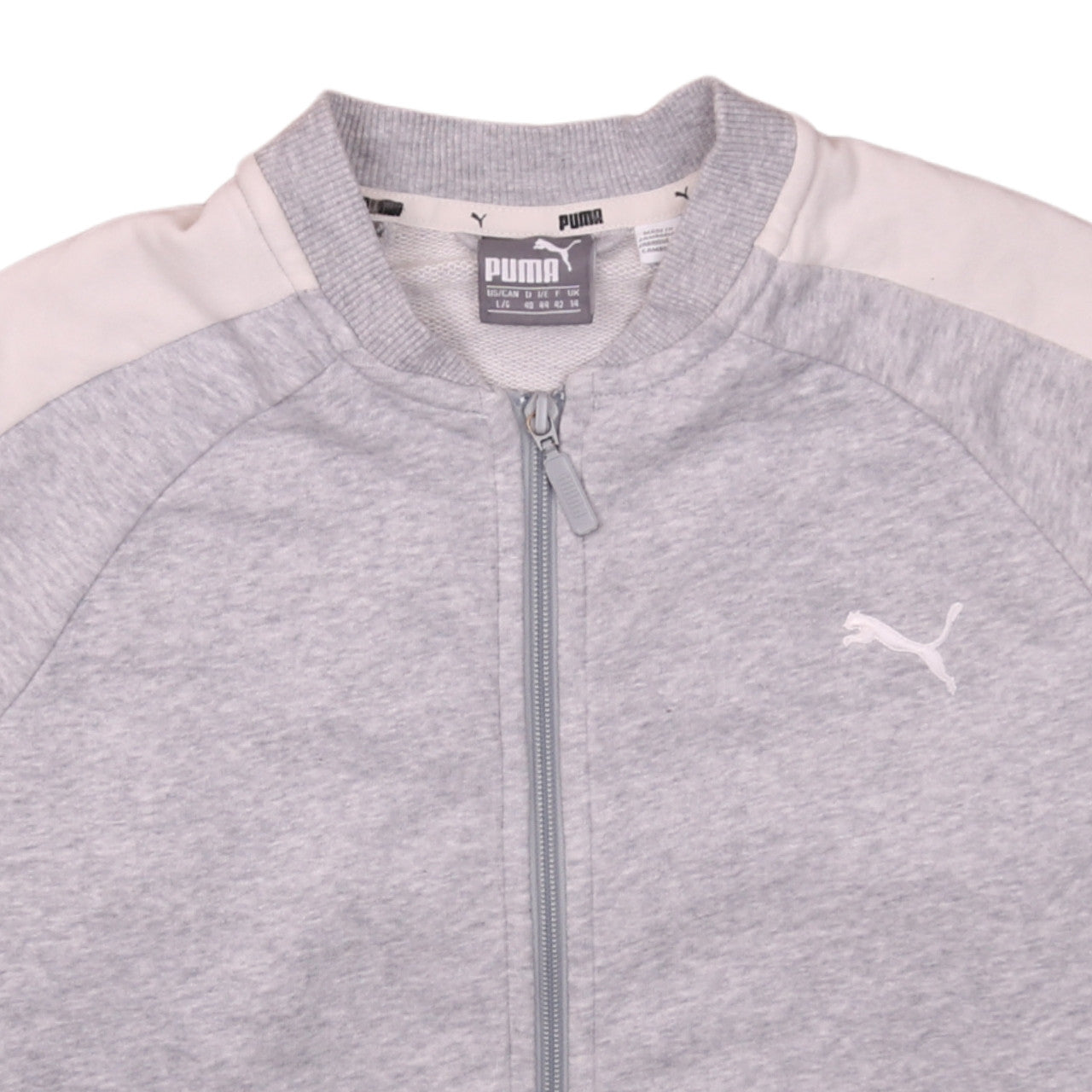 Puma Men's Grey Full Zip Sweatshirt L Logo Track Top
