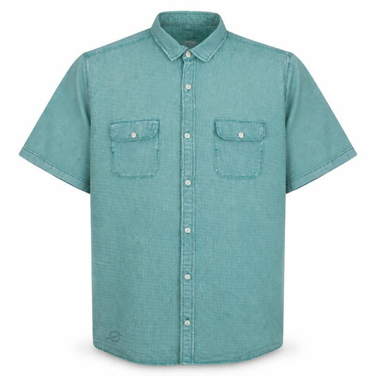 s.Oliver Men's Green Slim Fit Short Sleeve Button-Up Casual Shirt XXL
